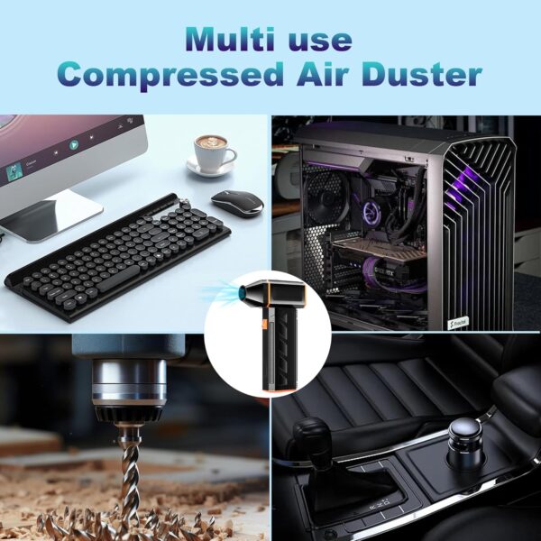 CCV Compressed Air Duster - 130000RPM Electric Air Duster for Cleaning Keyboard&PC 3 Gears Adjustable Rechargeable Cordless Jet Dry Blower Air Blower for Car and Home - Image 6