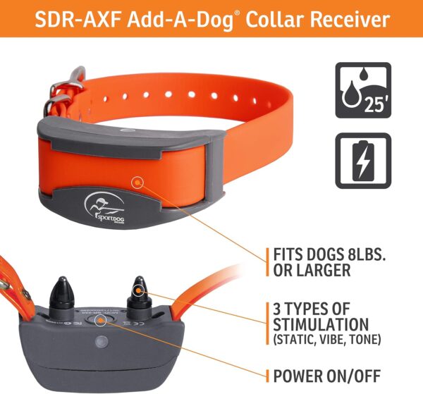 SportDOG Brand FieldTrainer 425X/SportHunter 825 Shock Collar - Additional, Replacement, or Extra Collar for Your Remote Trainer - Waterproof and Rechargeable with Tone, Vibration, and Shock - Image 3