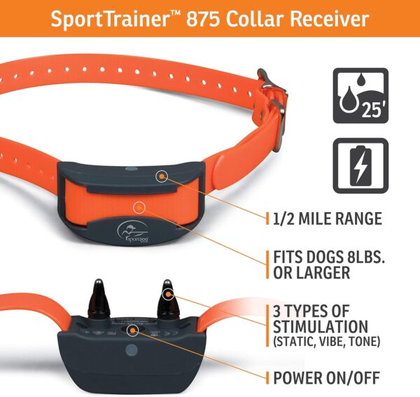 SportDOG Brand SportTrainer Remote Trainer - Shock Collar with 1/2 Mile Range - OLED Screen - Waterproof, Rechargeable Dog Training E-Collar with Tone, Vibrate, & Static - 3 Dog Expandable, Orange - Image 5