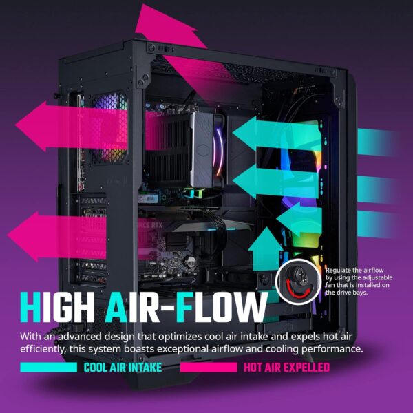 Cooler Master HAF 5 Pro High Performance Gaming PC - Intel i5 12400F - NVIDIA GeForce RTX 4060 Ti - 16GB DDR4 3200MHz - 1TB M.2 NVMe SSD – WiFi - Windows 11 - Desktop Computer - Image 5