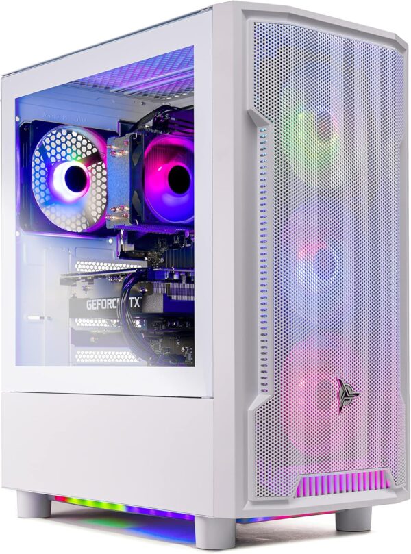 Skytech Gaming Archangel Gaming PC Desktop – AMD Ryzen 5 7600X 4.7 GHz, NVIDIA RTX 4060 Ti, 1TB NVME SSD, 32GB DDR5 RAM RGB, 600W Gold PSU, 11AC Wi-Fi, Windows 11 Home 64-bit,White - Image 2