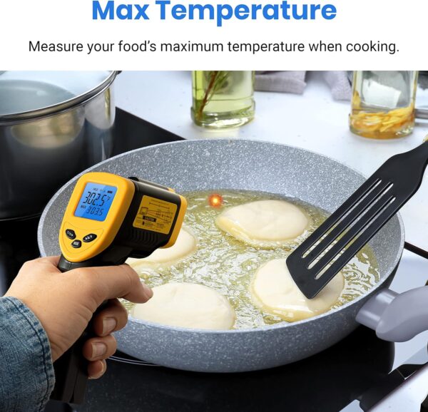 Etekcity Infrared Thermometer Laser Temperature Gun for Griddle, -58°F to 1130°F for Food, BBQ, Pizza Oven Accessories, Non Contact IR Heat Gun for Pool, Reptile, Cooking, Kitchen, Fridge - Image 8