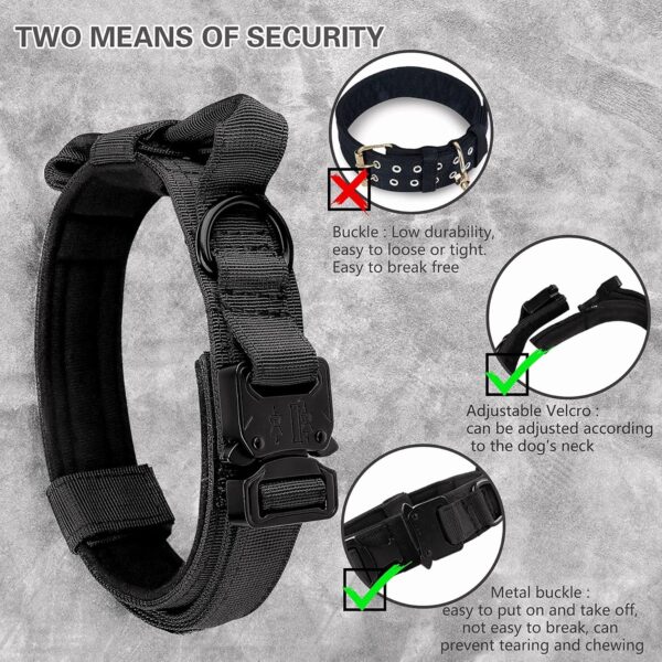 Tactical Dog Collar - KCUCOP Military Dog Collar with Mama Says I m Special Patch Thick with Handle K9 Collar Tactipup Dog Collars Adjustable Heavy Duty Metal Buckle for Medium and Large Dogs(Black-L) - Image 6