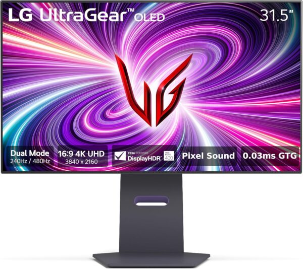 LG ‎32GS95UE 32-inch Ultragear OLED Gaming Monitor UHD 240Hz 0.03ms DisplayHDR True Black 400 AMD FreeSync Premium Pro NVIDIA G-Sync HDMI 2.1 DisplayPort Tilt/Height/Swivel Stand Black - Image 2