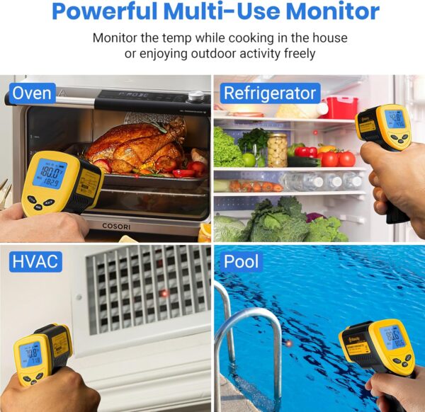 Etekcity Infrared Thermometer Laser Temperature Gun for Griddle, -58°F to 1130°F for Food, BBQ, Pizza Oven Accessories, Non Contact IR Heat Gun for Pool, Reptile, Cooking, Kitchen, Fridge - Image 4