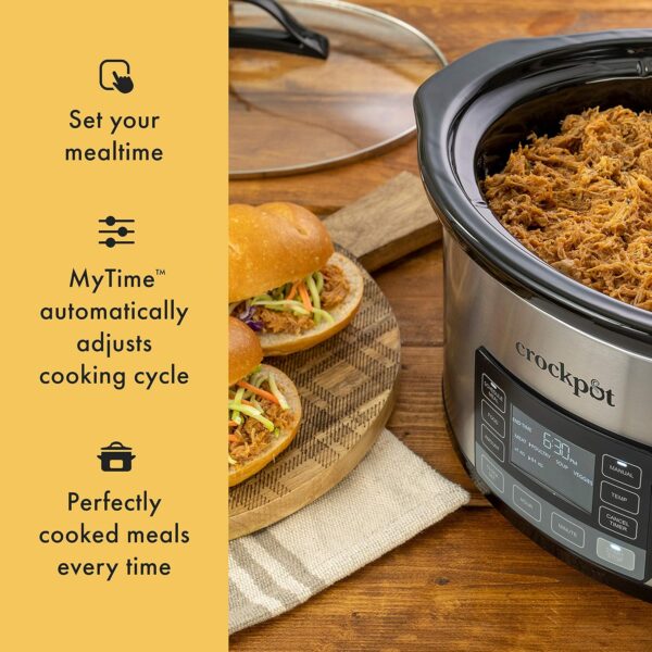 Crock-Pot MyTime Technology 6 Quart Programmable Slow Cooker and Food Warmer with Digital Timer, Stainless Steel (2137020) - Image 7