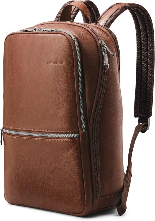 Samsonite Classic Leather Slim Backpack, Cognac, One Size - Image 2