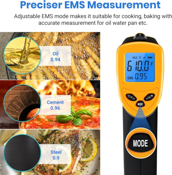 Etekcity Infrared Thermometer Laser Temperature Gun for Griddle, -58°F to 1130°F for Food, BBQ, Pizza Oven Accessories, Non Contact IR Heat Gun for Pool, Reptile, Cooking, Kitchen, Fridge - Image 6