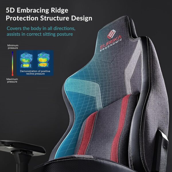 EUREKA ERGONOMIC Gaming Chair, Computer Gamer Chair with Lumbar Support, High Back Office Chair 4.7in Seat Thicker Cushion, Official Blast Competition Chair Python II, Ergonomic Chair（Red） - Image 6