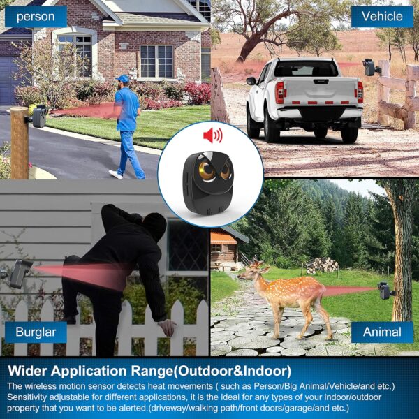 Driveway Alarm- 1/2 Mile Long Range Wireless Driveway Alarm Outdoor Weather Resistant Motion Sensor&Detector-DIY Security Alert-Monitor&Protect Outdoor/Indoor Property - 1 Receiver and 2 Sensors - Image 3