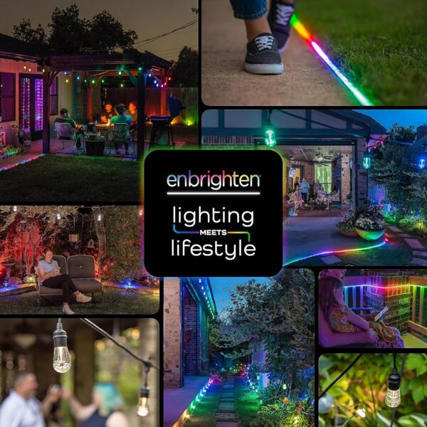 Enbrighten Premium Color Changing String Lights, 48ft Black Cord, 24 Shatterproof Acrylic Bulbs, Weatherproof, Remote Control, Dimmable RGB LED, Outdoor String Lights, 37790 - Image 7