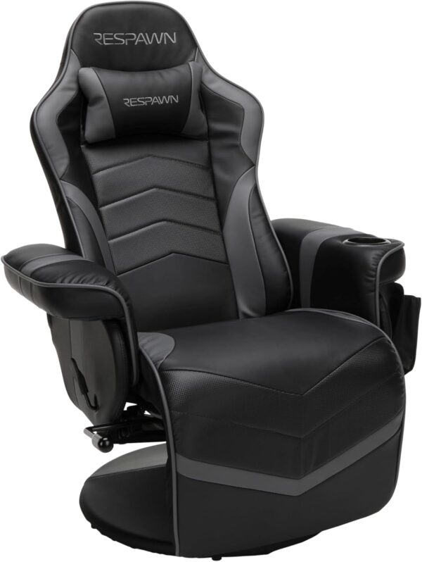 RESPAWN 900 Gaming Recliner - Video Games Console Recliner Chair, Computer Recliner, Adjustable Leg Rest and Recline, Recliner with Cupholder, Reclining Gaming Chair with Footrest - Gray