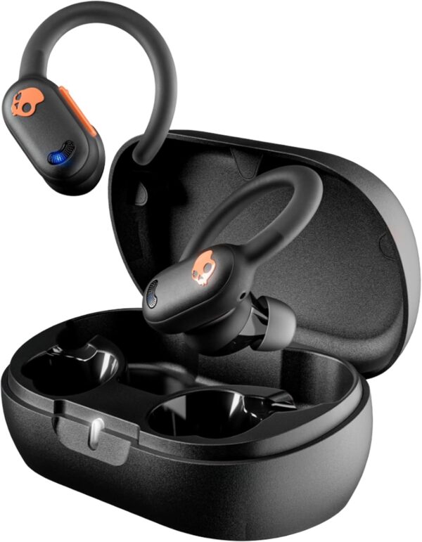 Skullcandy Push ANC Active in-Ear Wireless Earbuds, 58 Hr Battery, IP67 Waterproof, Wireless Charging, Microphone, Works with iPhone Android and Bluetooth Devices - True Black/Orange