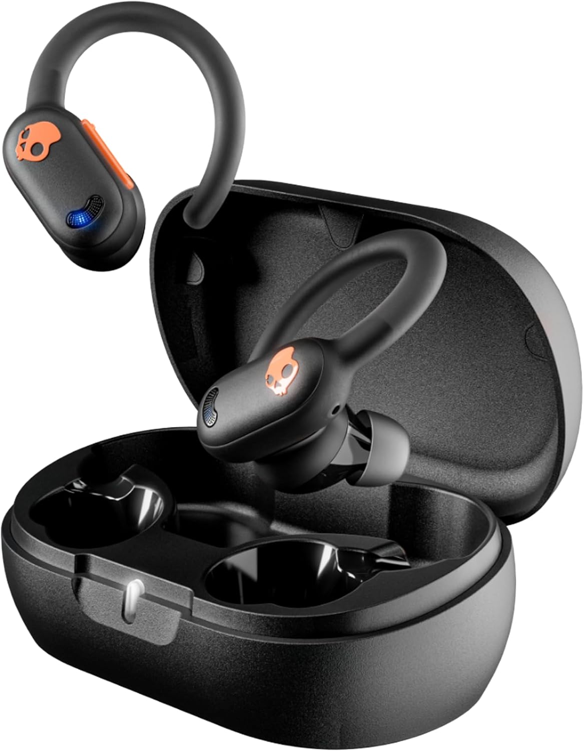 Skullcandy Push ANC Active in-Ear Wireless Earbuds, 58 Hr Battery, IP67 Waterproof, Wireless Charging, Microphone, Works with iPhone Android and Bluetooth Devices – True Black/Orange