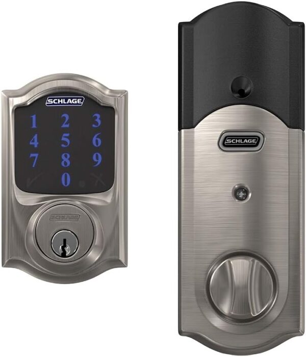 SCHLAGE BE469ZP CAM 619 Connect Smart Deadbolt with alarm with Camelot Trim in Satin Nickel, Z-Wave Plus enabled - Image 3