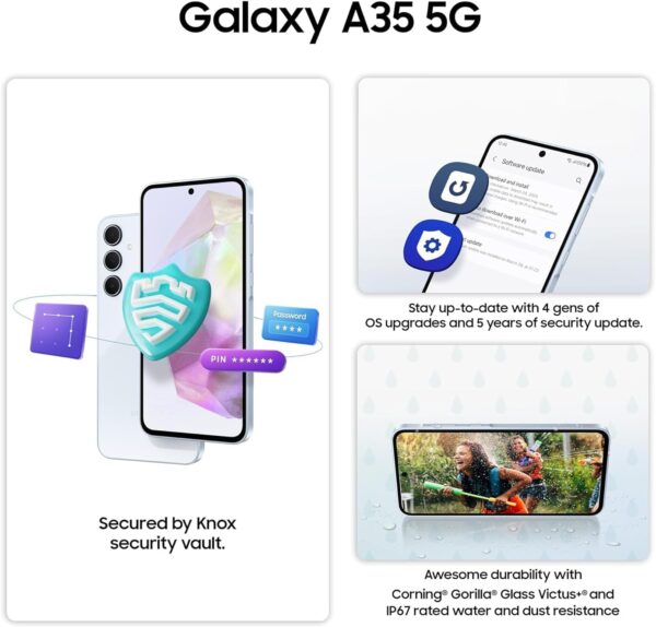 Samsung Galaxy A35 5G + 4G LTE (128GB + 8GB) (Tmobile Mint Tello & Global) Unlocked GSM SM-A356E/DS 6.6" 120Hz 50MP Triple + (25W Wall Dual Charger) (Awesome Navy Latin Bands) - Image 4