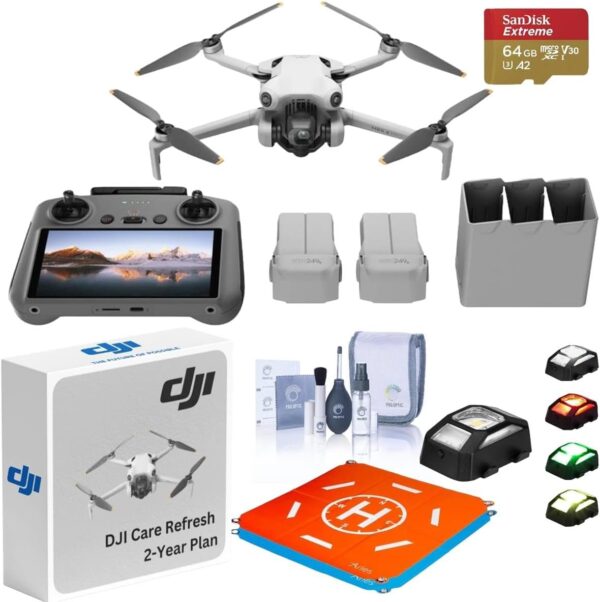 NEW DJI Mini 4 Pro Drone Fly More Combo, Bundle with DJI Mini 4 Pro Care Refresh 2-Year Plan for Aerial Photography Enthusiasts With 20" Foldable Landing Pad and Strobe Lights, Care and Cleaning Kit - Image 2