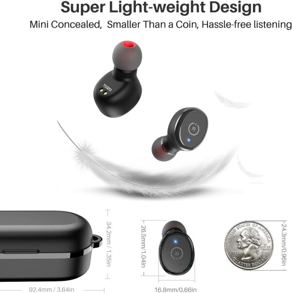 TOZO T10 (Classic Edition) Bluetooth 5.3 Wireless Earbuds with Wireless Charging Case IPX8 Waterproof Stereo Headphones in Ear Built in Mic Headset Premium Sound with Deep Bass for Sport Black - Image 9