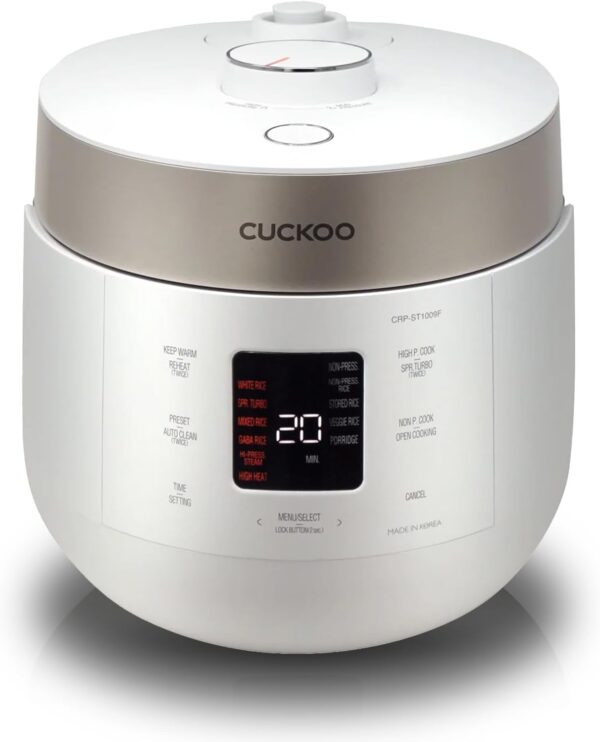 CUCKOO CRP-ST0609FW 6-Cup (Uncooked) / 12-Cup (Cooked) Twin Pressure Rice Cooker & Warmer with Nonstick Inner Pot, 16 Menu Options, 3 Voice Guide, Auto Clean (White) - Image 2