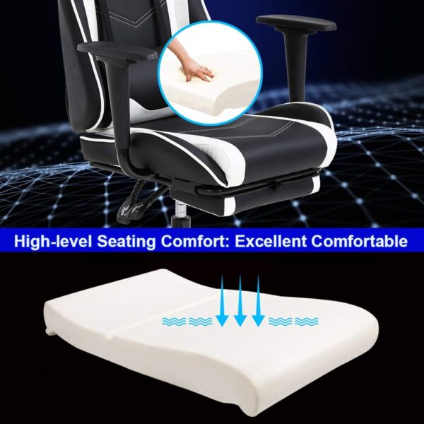 BestOffice Ergonomic Office, PC Gaming Chair Cheap Desk Chair Executive PU Leather Computer Chair Lumbar Support with Footrest Modern Task Rolling Swivel Chair for Women, Men(White) - Image 6