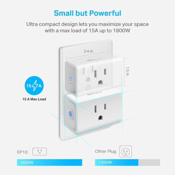 Kasa Smart Plug Mini 15A, Smart Home Wi-Fi Outlet Works with Alexa, Google Home & IFTTT, No Hub Required, UL Certified, 2.4G WiFi Only, 4-Pack(EP10P4) , White - Image 6