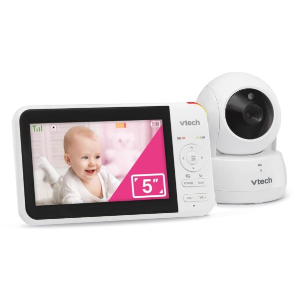 VTech VM924 5" Screen Remote Pan-Tilt-Zoom Baby Monitor with Camera&Audio,Up to 31Hrs Battery for Audio&17Hrs Video Streaming, Long Range Up to 1000ft,Night Vision,Soothing Sound,Temperature Sensor - Image 2