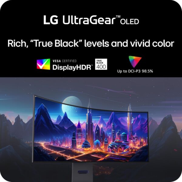 LG 39GS95QE 39-inch Ultragear OLED Curved Gaming Monitor WQHD 800R 240Hz 0.03ms DisplayHDR True Black 400 AMD FreeSync Premium Pro NVIDIA G-Sync HDMI 2.1 DisplayPort Tilt/Height/Swivel Stand Black - Image 10