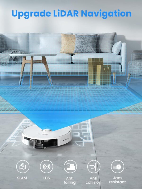 HONITURE Robot Vacuum and Mop Combo,Q6 Pro Robot Vacuum Cleaner with Self-Emptying,4000pa Max Suction Laser Navigator Robotic Vacuum with Smart Mapping,250 Mins Run-Time,App Control,Ideal for Pet Hair - Image 4