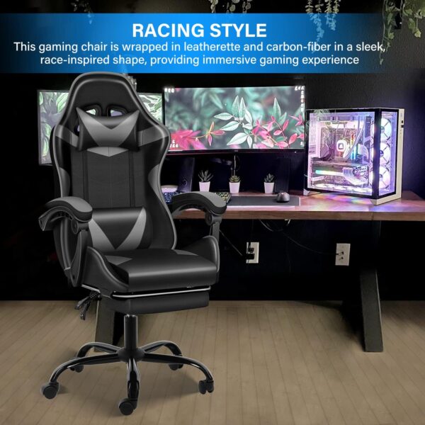 YSSOA Gaming Chair with Footrest, Big and Tall Gamer Chair, Racing Style Adjustable Swivel Office Chair, Ergonomic Video Game Chairs with Headrest and Lumbar Support - Image 3