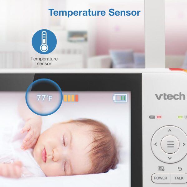 VTech VM924 5" Screen Remote Pan-Tilt-Zoom Baby Monitor with Camera&Audio,Up to 31Hrs Battery for Audio&17Hrs Video Streaming, Long Range Up to 1000ft,Night Vision,Soothing Sound,Temperature Sensor - Image 3