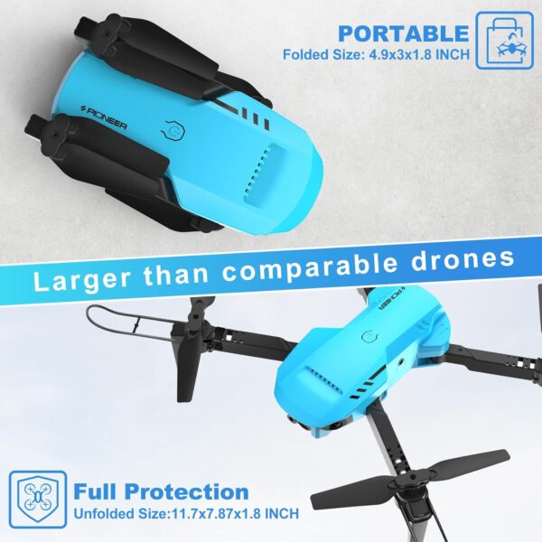 Mini Drone with Camera - 1080P HD FPV Foldable Drone with Carrying Case, 2 Batteries,90° Adjustable Lens, One Key Take Off/Land, Altitude Hold, 360° Flip, Gifts Drones for Kids and Adults - Image 8