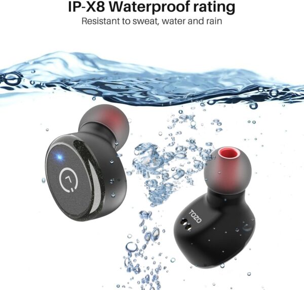 TOZO T10 (Classic Edition) Bluetooth 5.3 Wireless Earbuds with Wireless Charging Case IPX8 Waterproof Stereo Headphones in Ear Built in Mic Headset Premium Sound with Deep Bass for Sport Black - Image 6