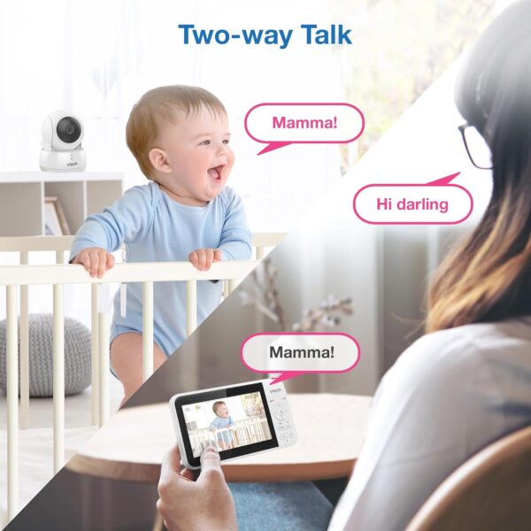 VTech VM924 5" Screen Remote Pan-Tilt-Zoom Baby Monitor with Camera&Audio,Up to 31Hrs Battery for Audio&17Hrs Video Streaming, Long Range Up to 1000ft,Night Vision,Soothing Sound,Temperature Sensor - Image 10