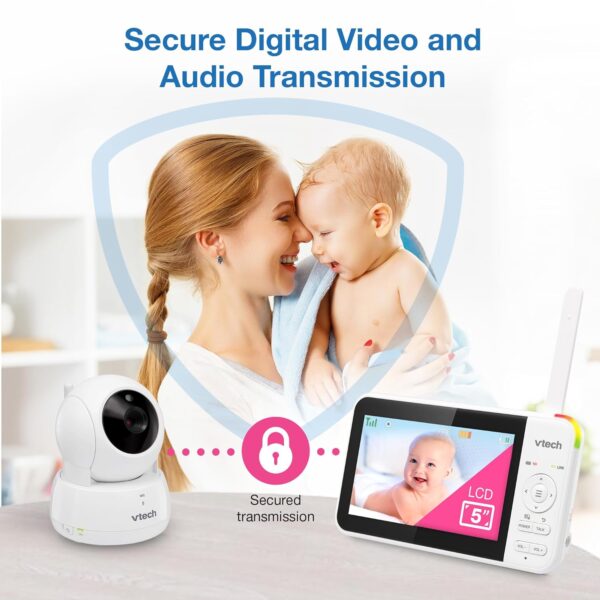 VTech VM924 5" Screen Remote Pan-Tilt-Zoom Baby Monitor with Camera&Audio,Up to 31Hrs Battery for Audio&17Hrs Video Streaming, Long Range Up to 1000ft,Night Vision,Soothing Sound,Temperature Sensor - Image 7