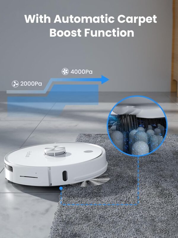 HONITURE Robot Vacuum and Mop Combo,Q6 Pro Robot Vacuum Cleaner with Self-Emptying,4000pa Max Suction Laser Navigator Robotic Vacuum with Smart Mapping,250 Mins Run-Time,App Control,Ideal for Pet Hair - Image 6