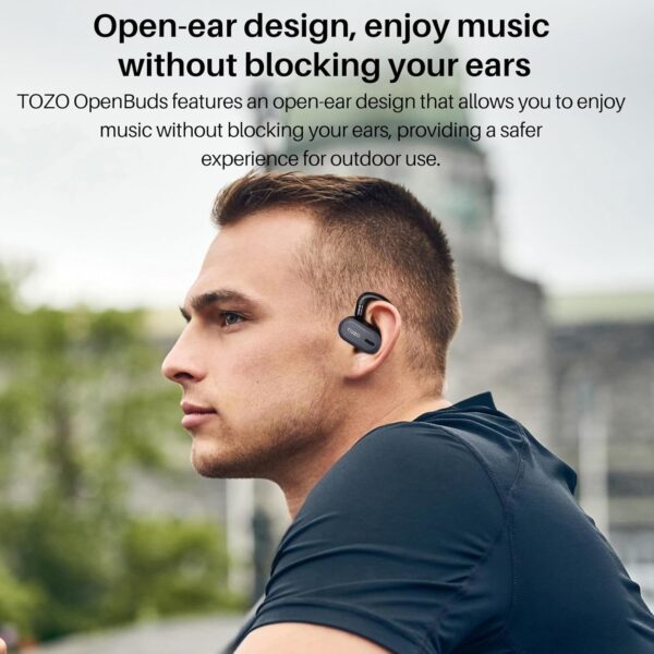 TOZO O2 True Open Ear Wireless Headphones Lightweight with Multi-Angle Adjustment, Bluetooth 5.3 Earbuds with Dual-Axis Design for Long-Lasting Comfort, Crystal-Clear Calls for Driving, Black - Image 4