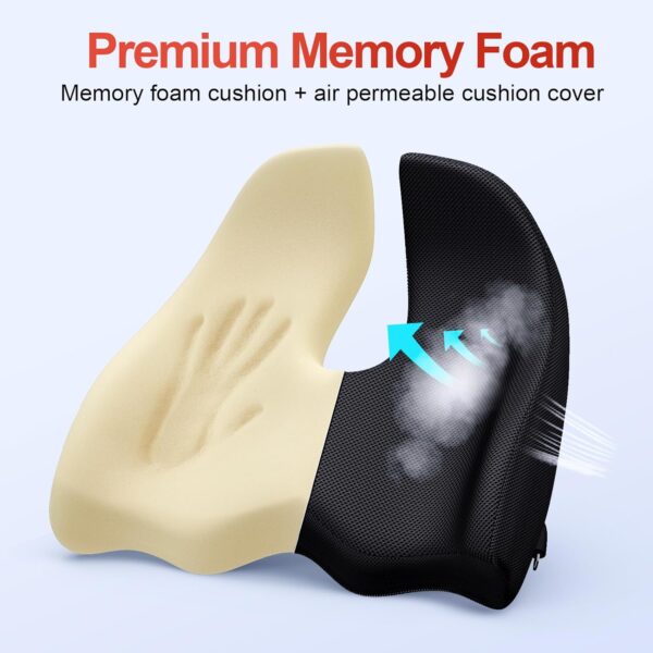 Benazcap X Large Memory Seat Cushion for Office Chair Ergonomic Cushions Pad Pillow for Pressure Relief Sciatica & Pain Relief Memory Foam for Long Sitting for Gaming Chair and Car Seat Black - Image 5