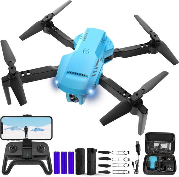 Mini Drone with Camera - 1080P HD FPV Foldable Drone with Carrying Case, 2 Batteries,90° Adjustable Lens, One Key Take Off/Land, Altitude Hold, 360° Flip, Gifts Drones for Kids and Adults - Image 2