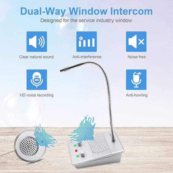 CallToU Window Speaker Intercom System,Anti-Interference Intercommunication Microphone Talk Through Glass Window,for Business,Bank,Office,Hospital,Counter,Store,Station,School and More - Image 9