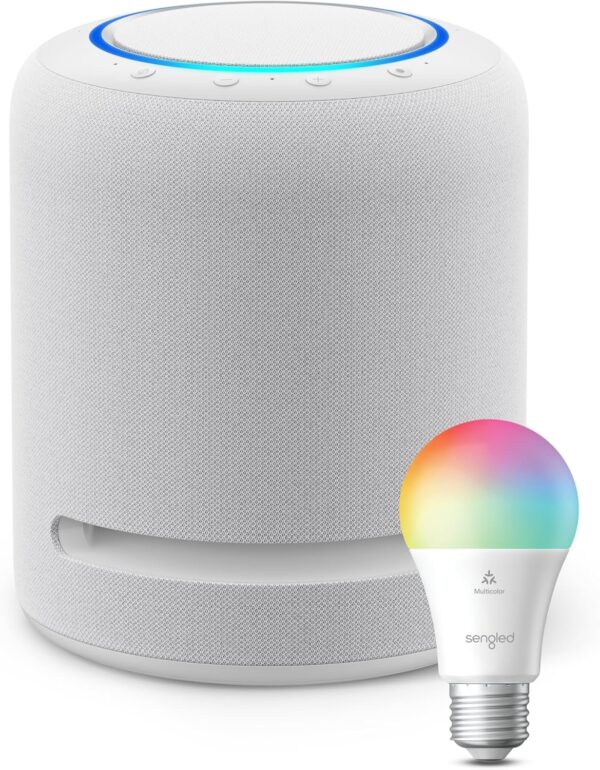 Echo Studio| Glacier White with Sengled Smart Color Bulb - Image 3