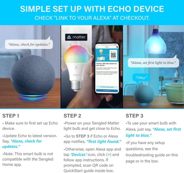 Echo Studio| Glacier White with Sengled Smart Color Bulb - Image 4