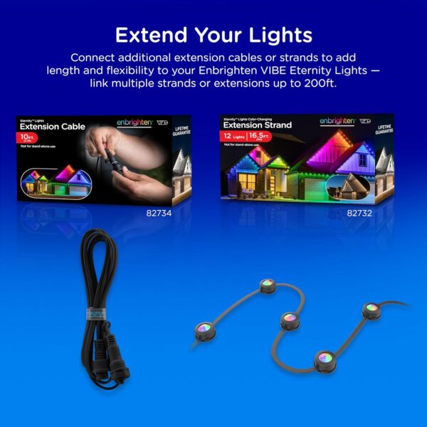 Enbrighten Eternity Permanent Outdoor Lights, 100ft with 72 RGBWIC LEDs, Smart Eave Lights, Endless Light Colors, Daily and Accent Lighting, IP67 Waterproof, Compatible with Alexa, Google Home, 82730 - Image 9