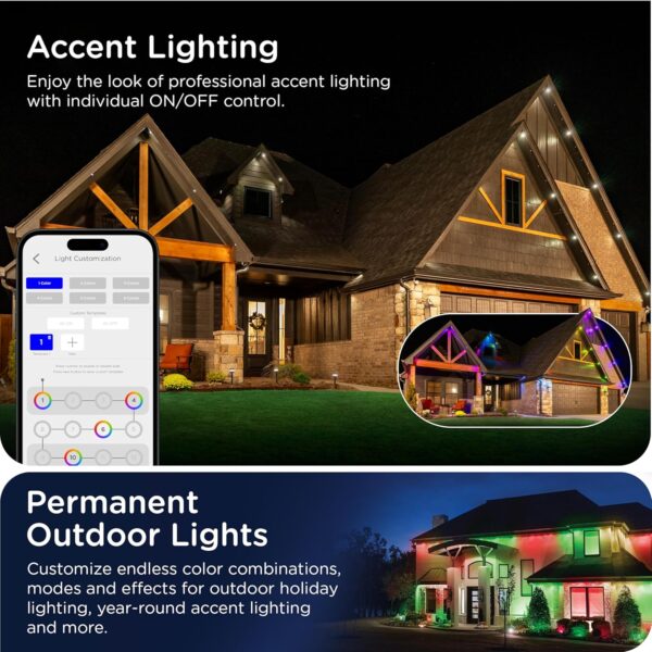 Enbrighten Eternity Permanent Outdoor Lights, 100ft with 72 RGBWIC LEDs, Smart Eave Lights, Endless Light Colors, Daily and Accent Lighting, IP67 Waterproof, Compatible with Alexa, Google Home, 82730 - Image 7