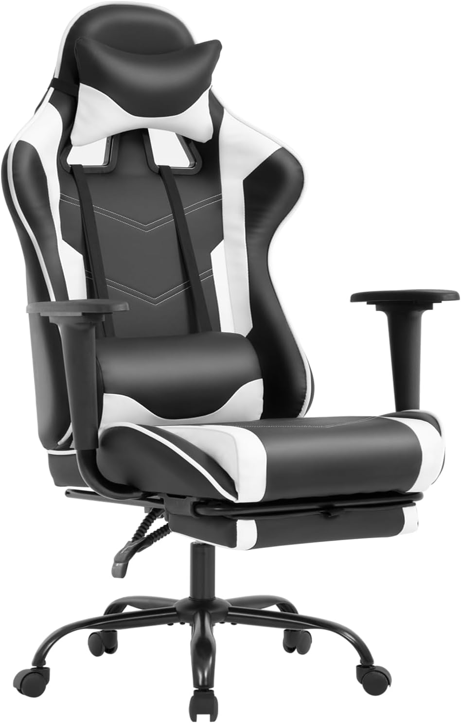 BestOffice Ergonomic Office, PC Gaming Chair Cheap Desk Chair Executive PU Leather Computer Chair Lumbar Support with Footrest Modern Task Rolling Swivel Chair for Women, Men(White)