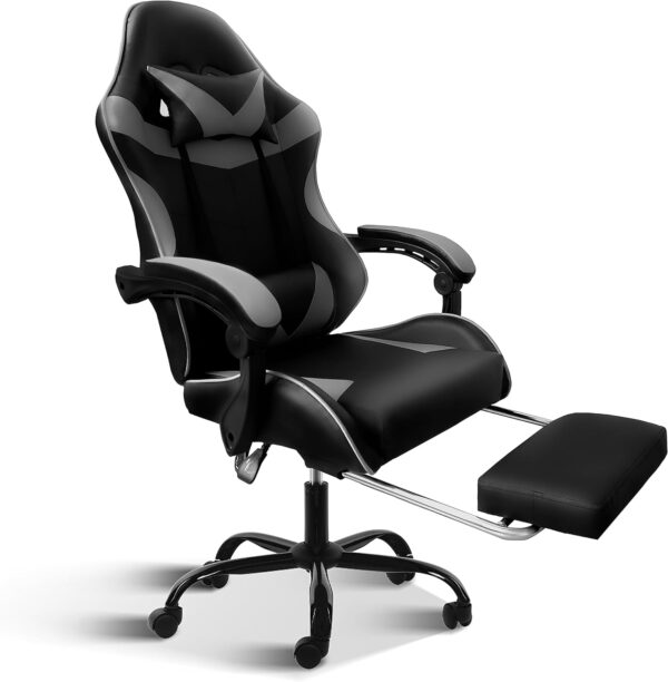 YSSOA Gaming Chair with Footrest, Big and Tall Gamer Chair, Racing Style Adjustable Swivel Office Chair, Ergonomic Video Game Chairs with Headrest and Lumbar Support