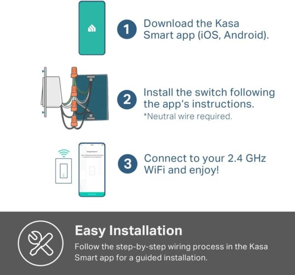 Kasa Smart Switch 2-Gang HS200-2, Single Pole,Neutral Wire Required, 2.4GHz Wi-Fi Light Switch Compatible with Alexa and Google Home, UL Certified, No Hub Required, White - Image 7