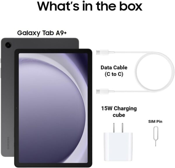 SAMSUNG Galaxy Tab A9+ Plus (64GB, 4GB, Wi-Fi Only) 11.0" Android Tablet, 7040mAh Battery, Snapdragon 695 (6nm), 4-Speakers, International Model X210 (W/ 15W Fast Charger, Graphite) - Image 9