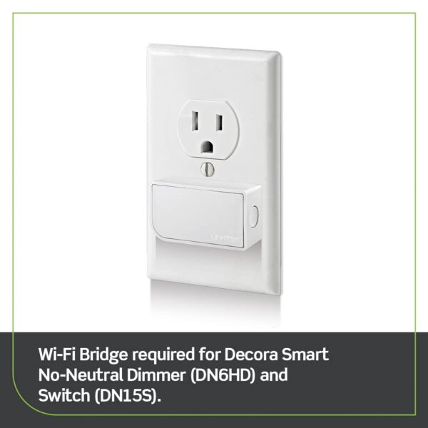 Leviton No-Neutral Decora Smart Switch, Requires MLWSB Wi-Fi Bridge to Work with My Leviton, Alexa, Google Assistant, Apple Home/Siri & Wire-Free 3-Way DN15S-2RW, White - Image 3