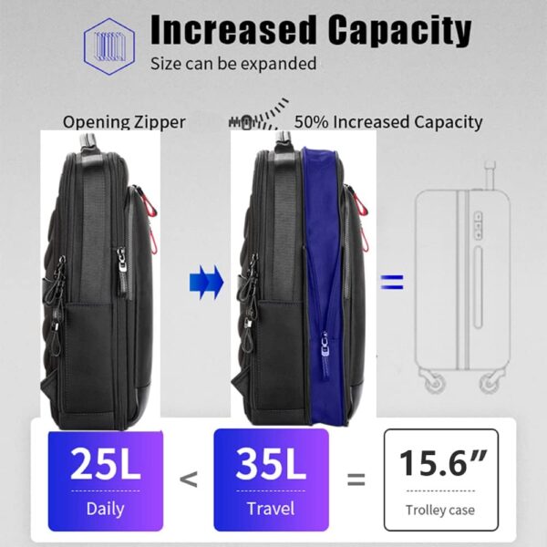 BOPai Intelligent expandable large Smart 15.6 inch Backpack Travel Friendly Water Resistant Anti-Theft Laptop Rucksack with USB Charging Business Laptop Backpack Men Black Multi-Functional - Image 5