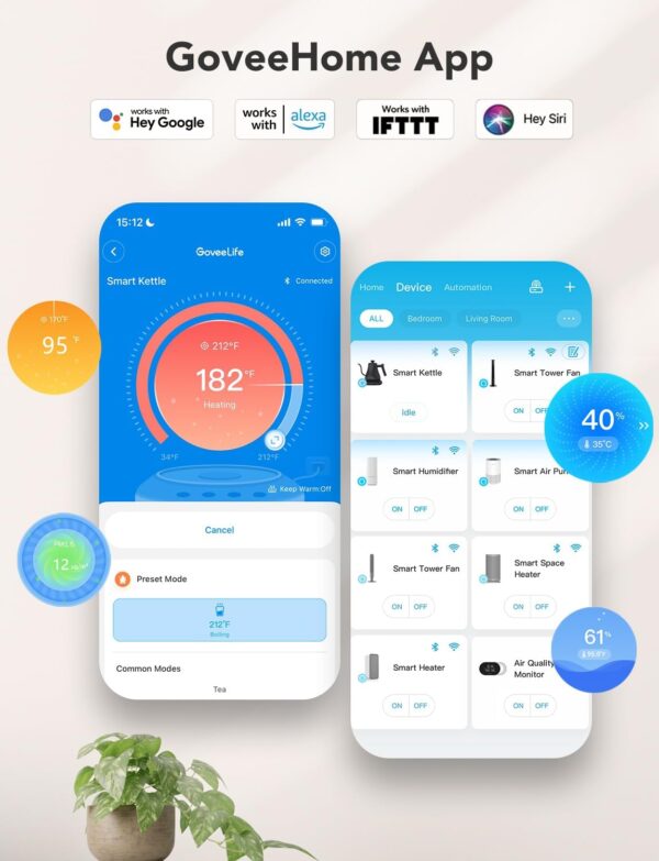 GoveeLife Smart Electric Kettle Temperature Control 1.7L, WiFi Electric Tea Kettle with LED Indicator Lights, 1500W Rapid Boil, 2H Keep Warm, BPA Free, 4 Presets Hot Water Boiler for Tea, Coffee - Image 10